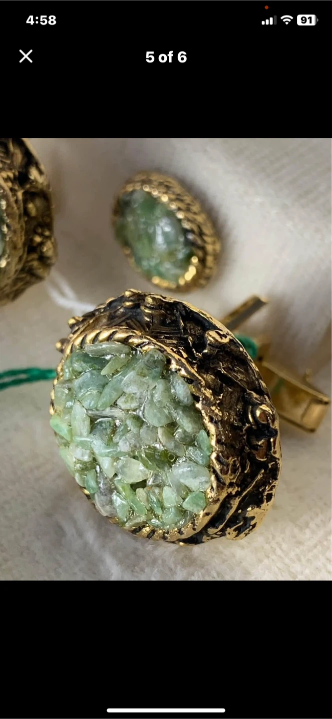 Artistic Genuine Jade Cufflinks & a tie pin Jade 3 pieces - photo 3