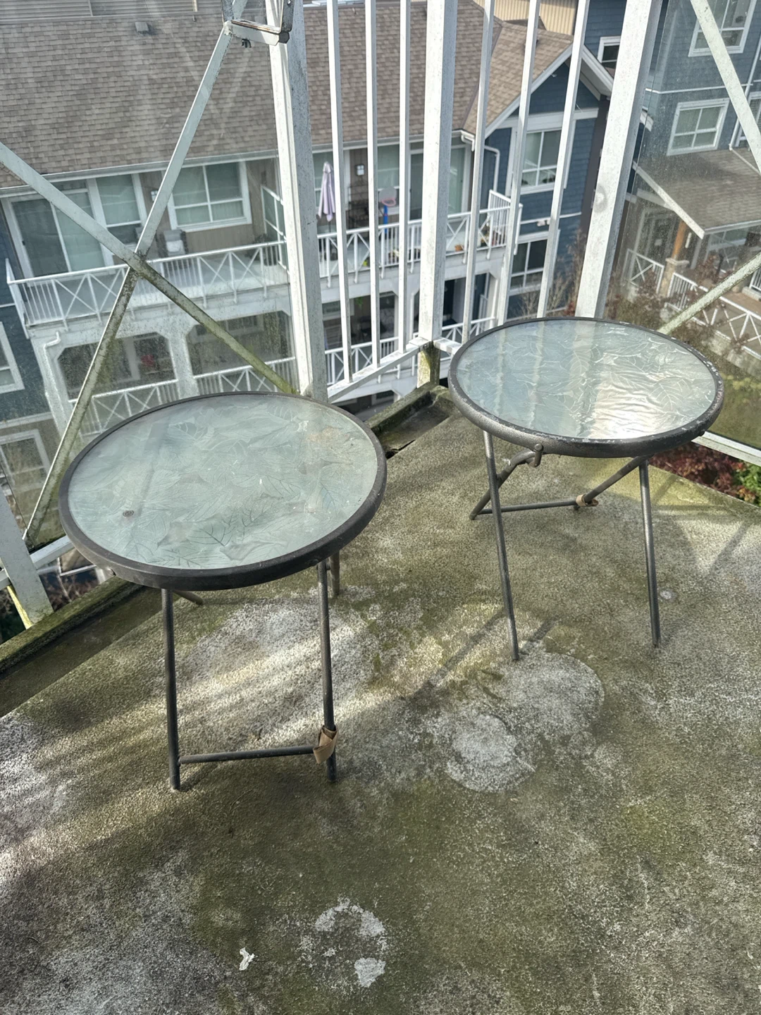 Set of two folding outdoor side tables