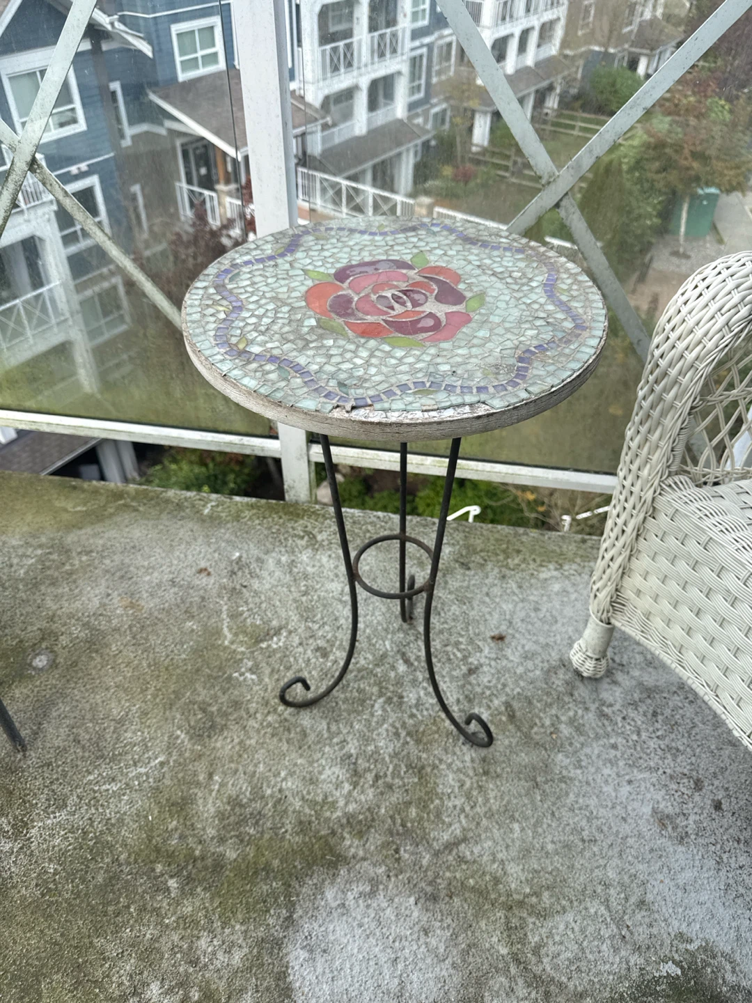 Mosaic Top Metal Side Table
