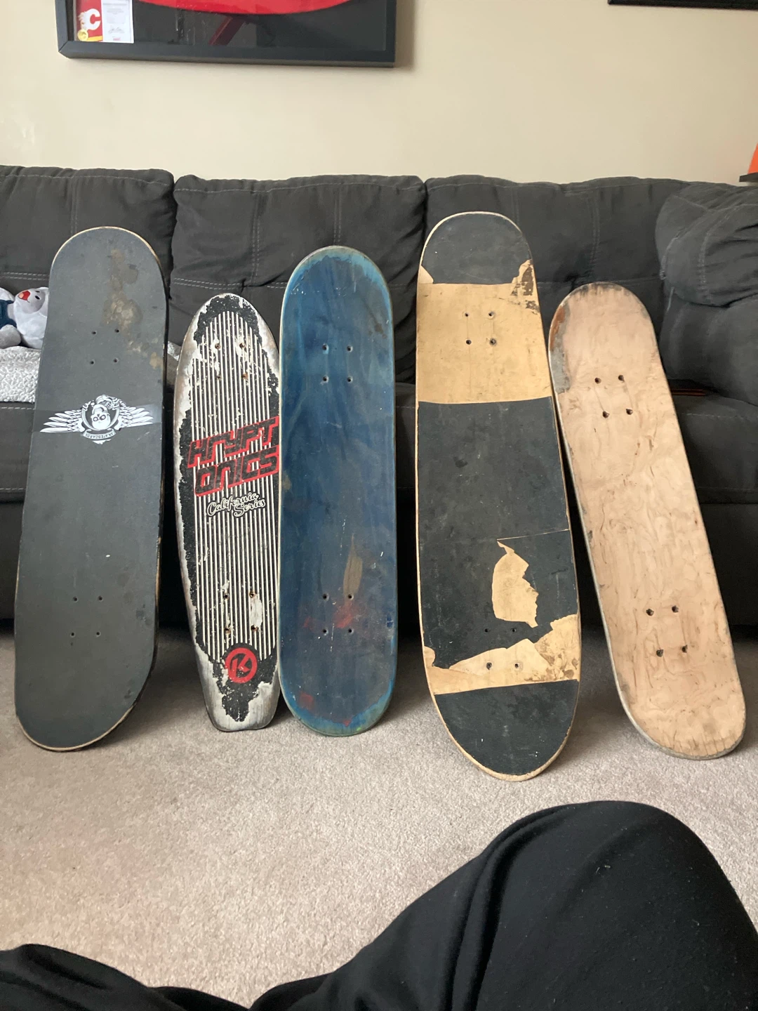 Selection of 5 skateboard decks