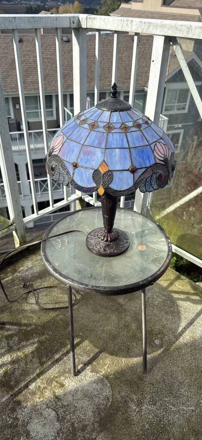 Tiffany Style Blue Stained Glass Table Lamp