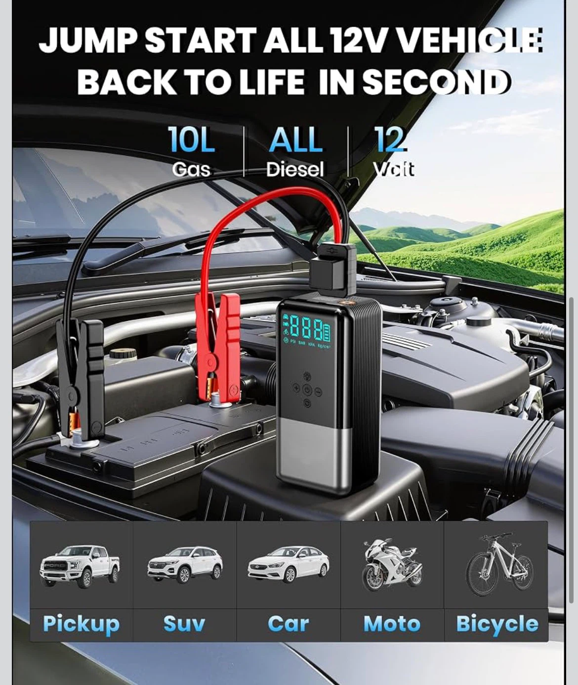 carhelper 8000A Jump Starter and Air Compressor - photo 3