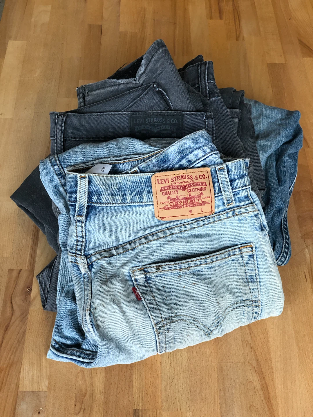 Faded & Warn Denim Jeans (knees gone)