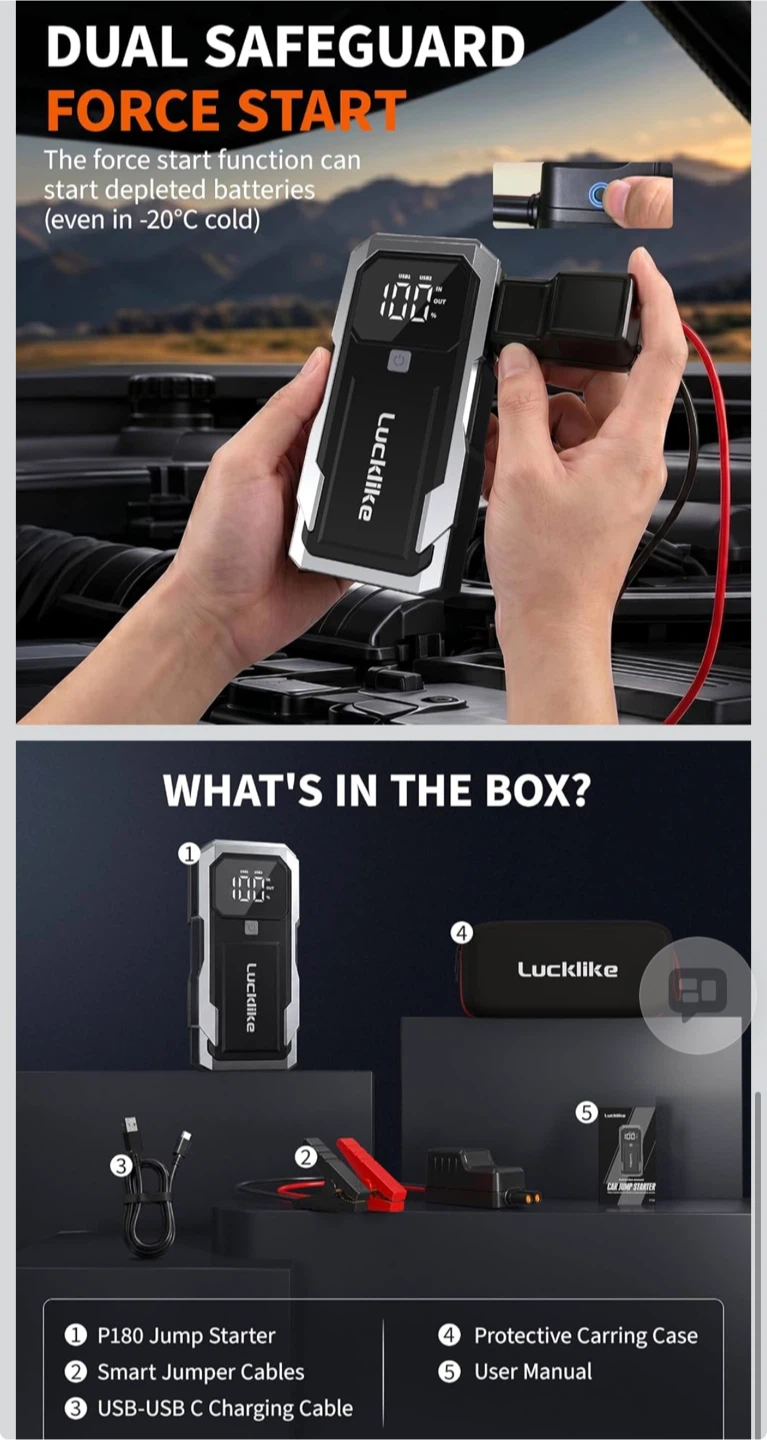 Lucklike P180 6000A Car Jump Starter - photo 4