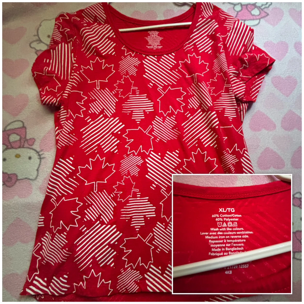 Red Maple Leaf Print T-Shirt - *Size Women XL*