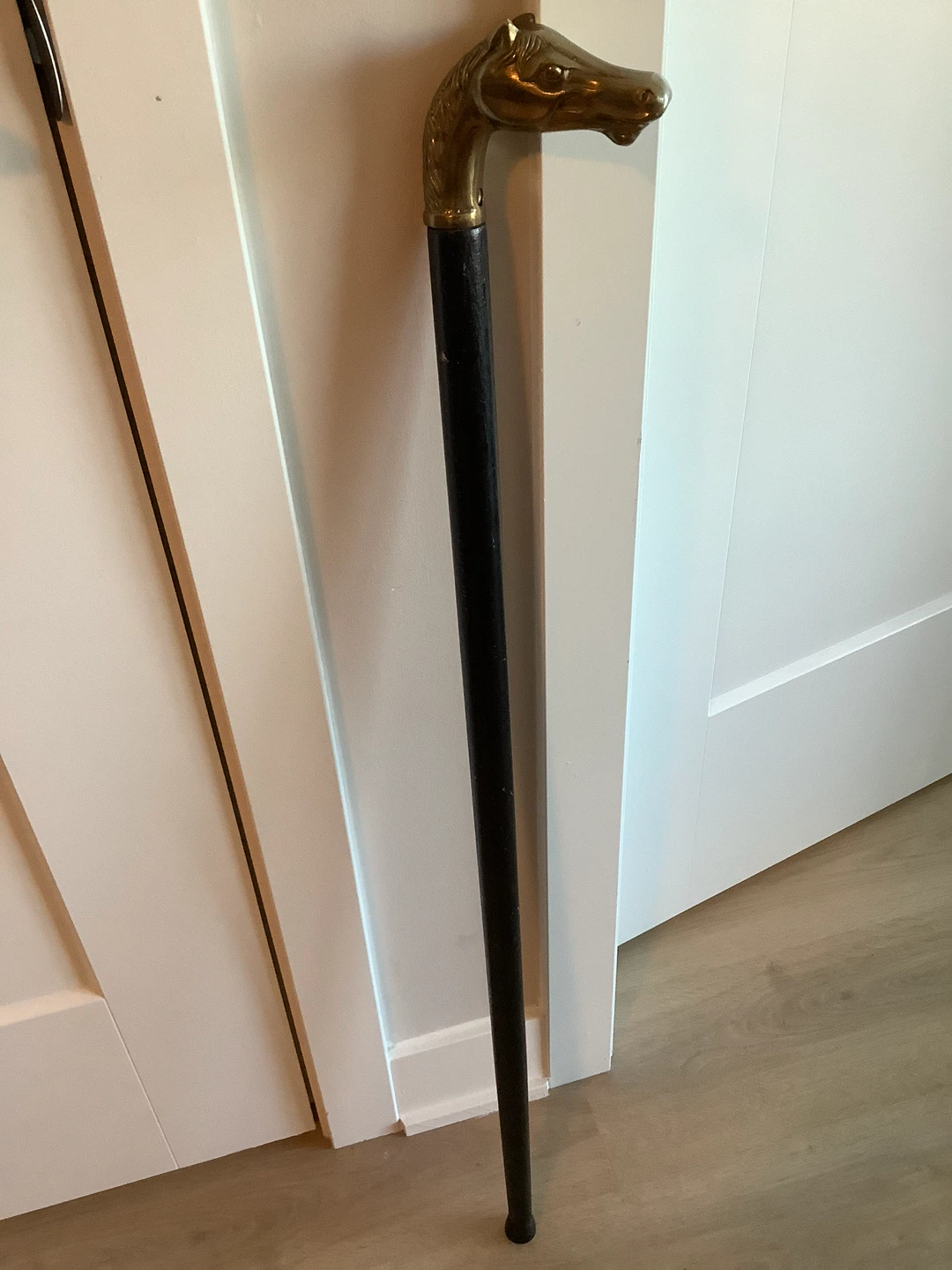 Vintage Brass Horse Head Wooden Walking Stick 🐞 - photo 2