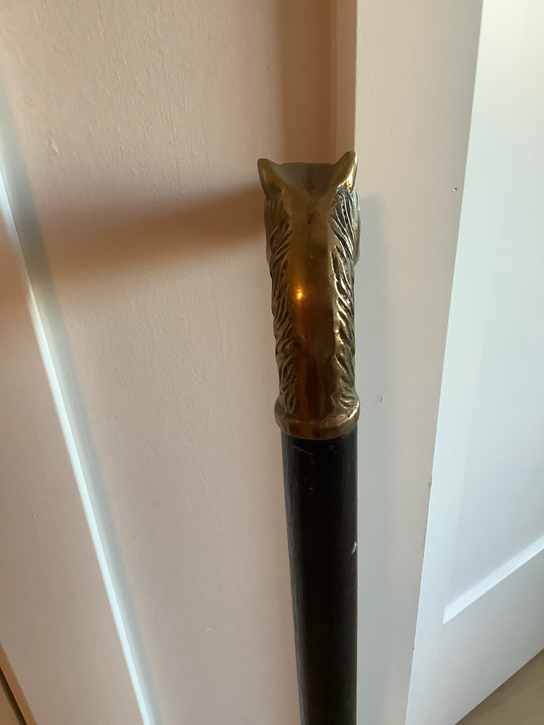 Vintage Brass Horse Head Wooden Walking Stick 🐞 - photo 5