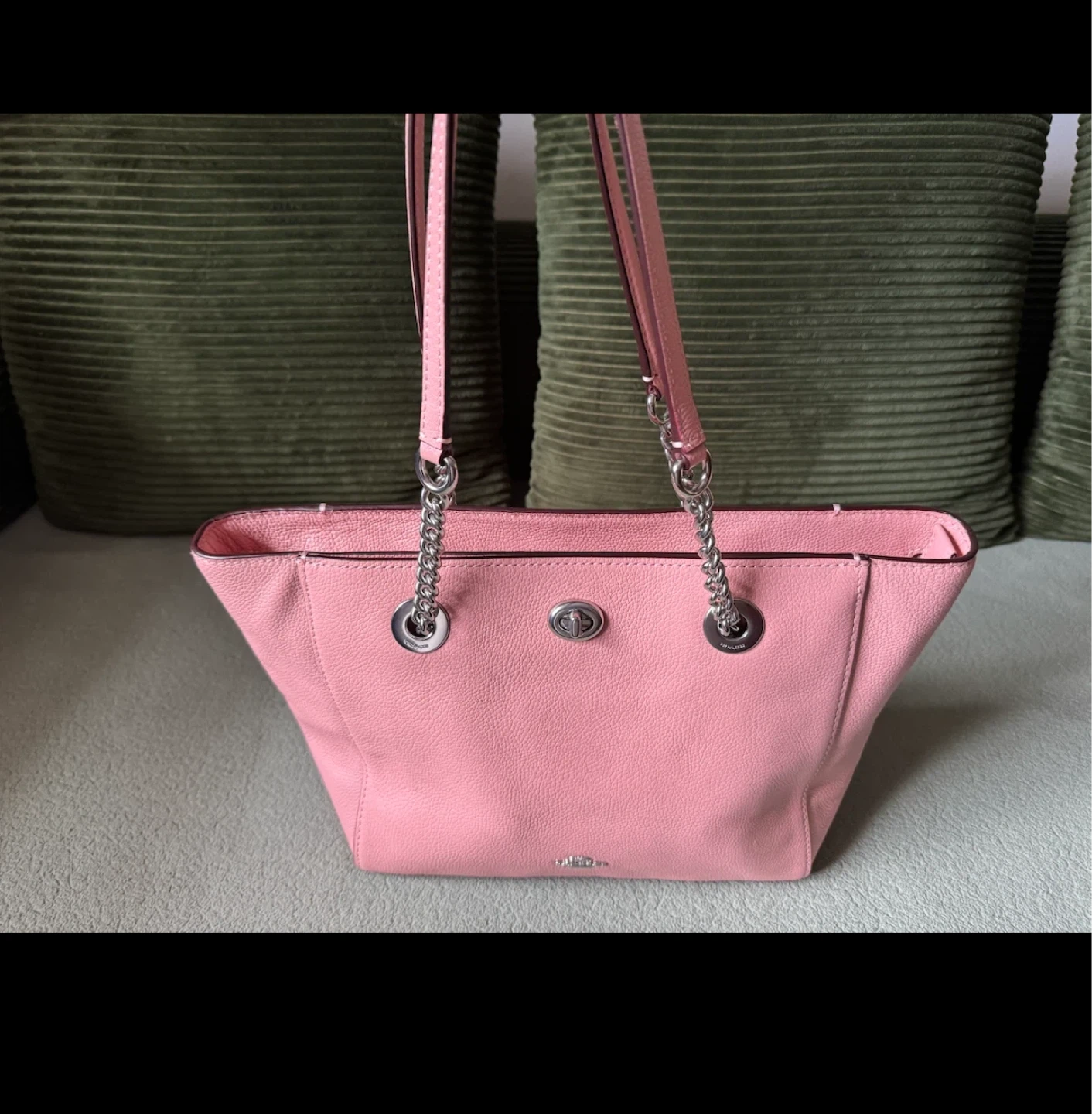 Pink Coach Leather Tote Bag