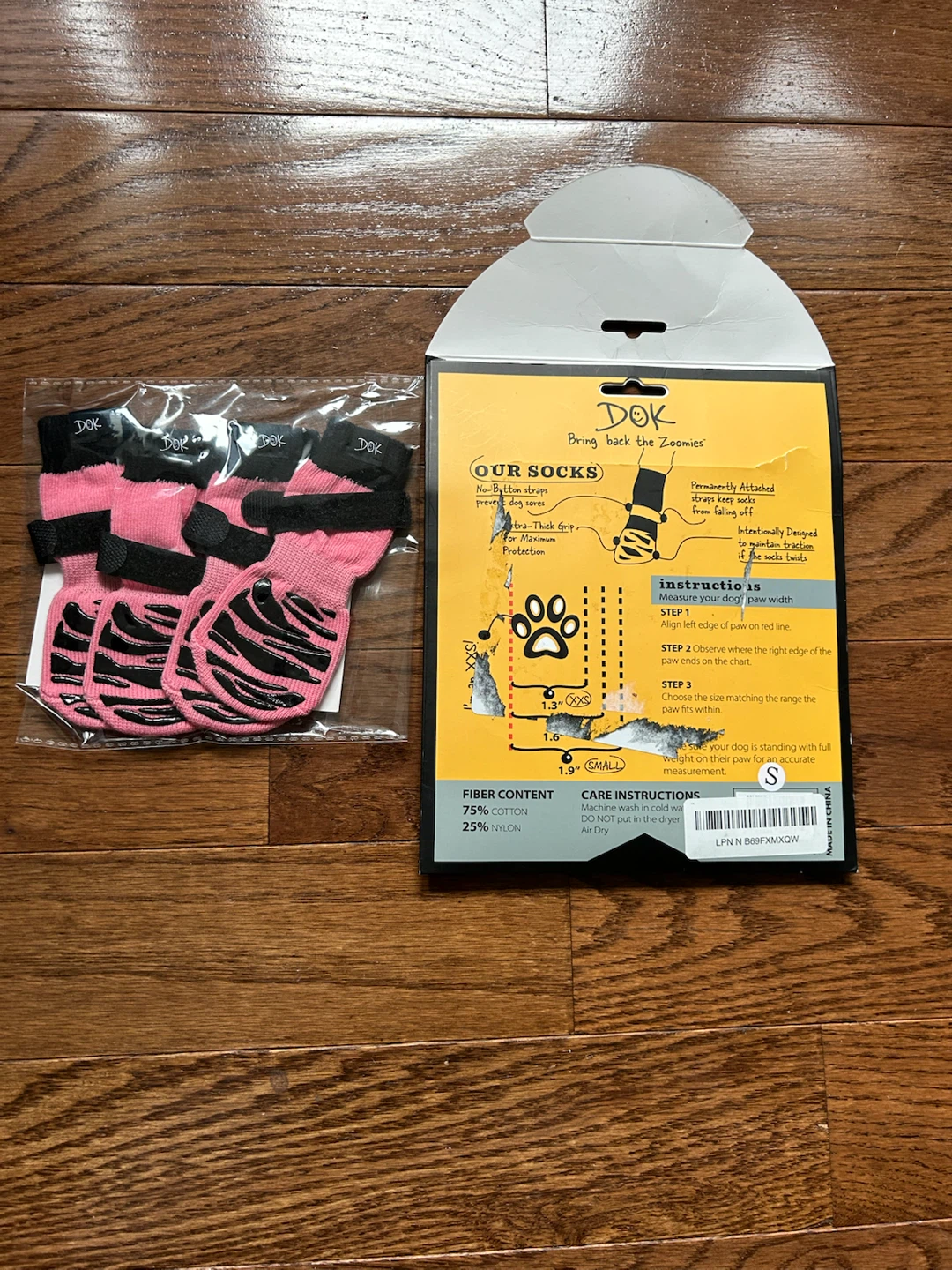 DOK TigerToes Dog Grip Socks, Pink, Size Small - photo 2