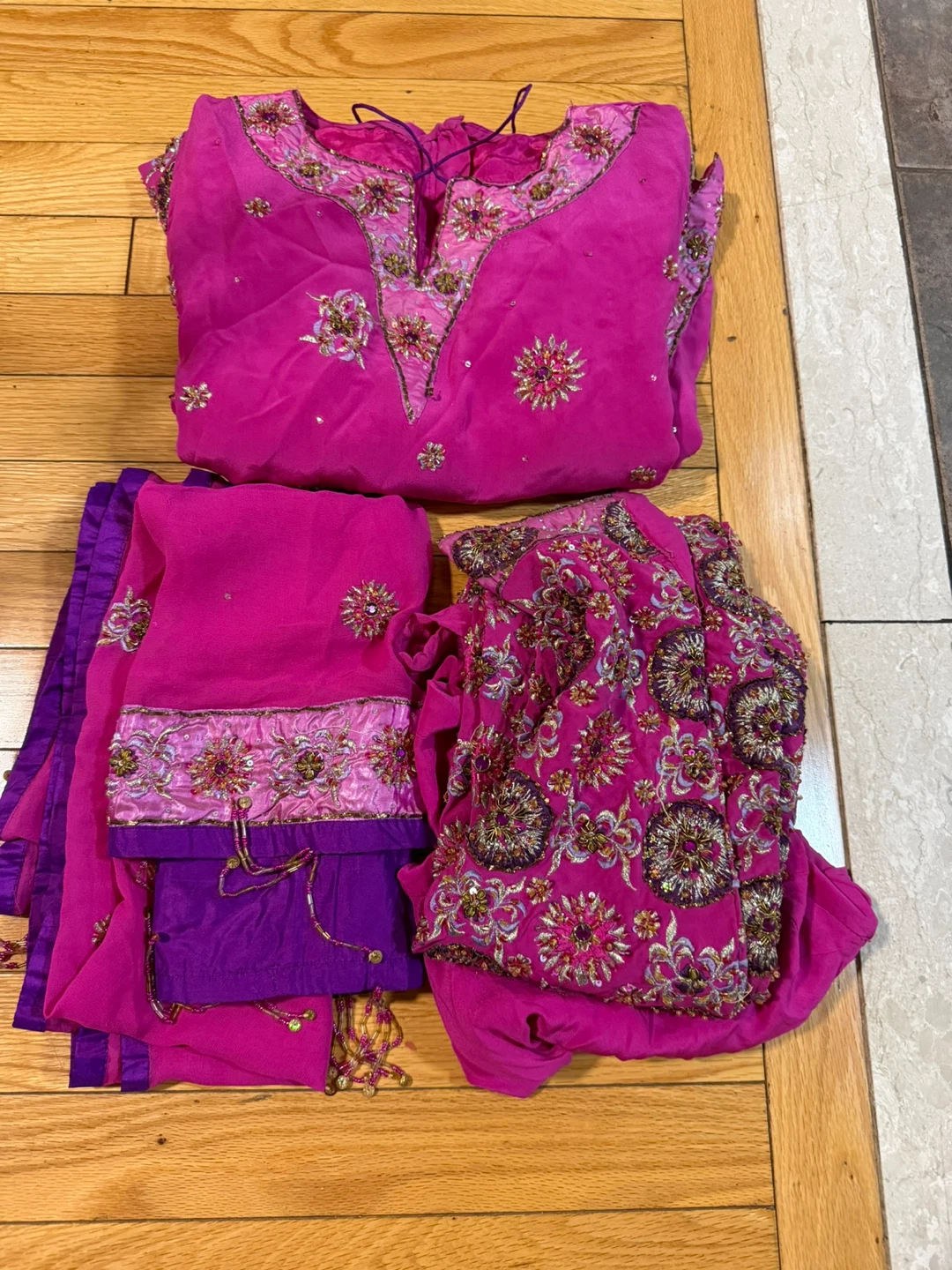 Pink and Purple Embellished Traditional South Asian Suit