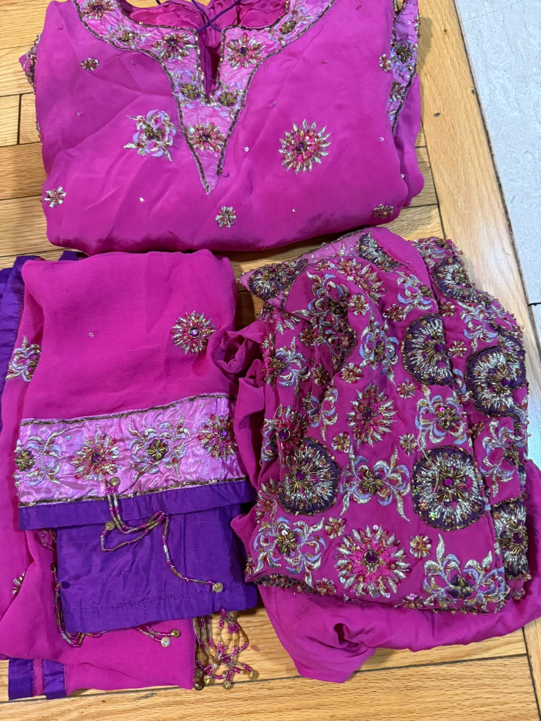 Pink and Purple Embellished Traditional South Asian Suit - photo 2