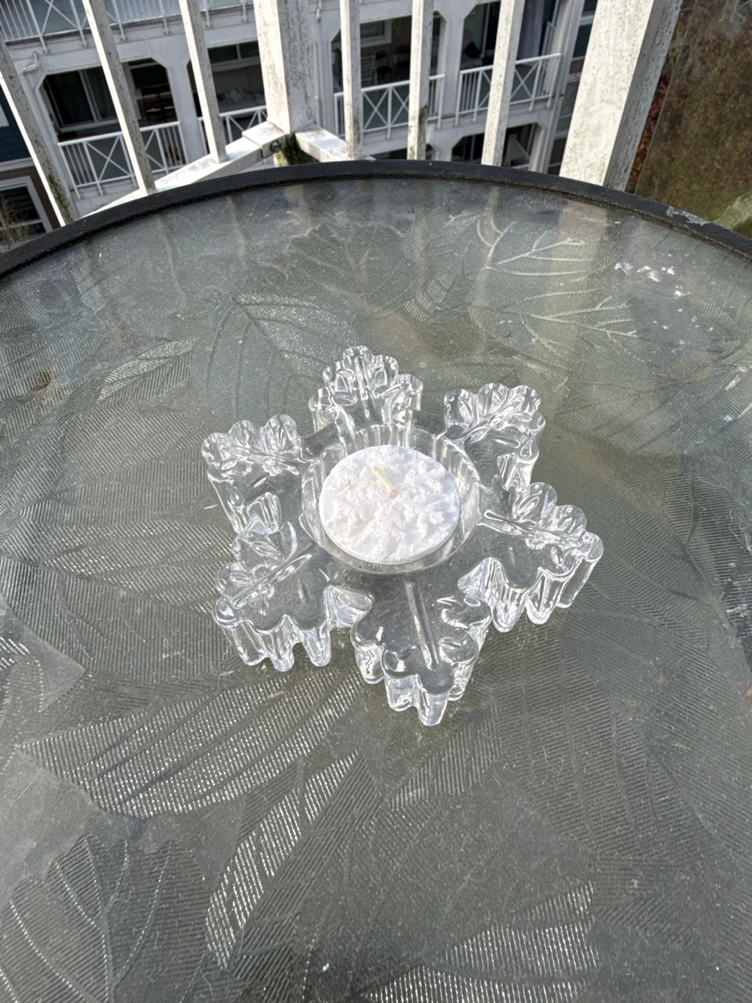 Glass Snowflake Tealight Candle Holder