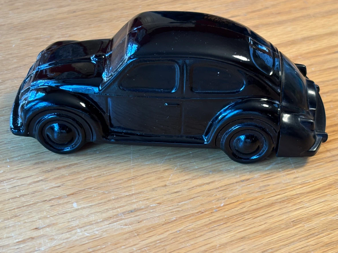 Vintage Avon Black Glass VW Bug Car Decanter