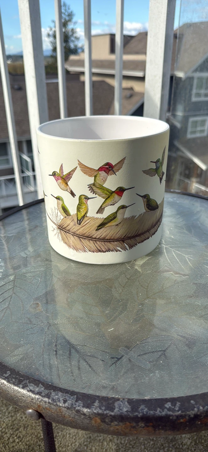 Hummingbird Design Ceramic Plant Pot