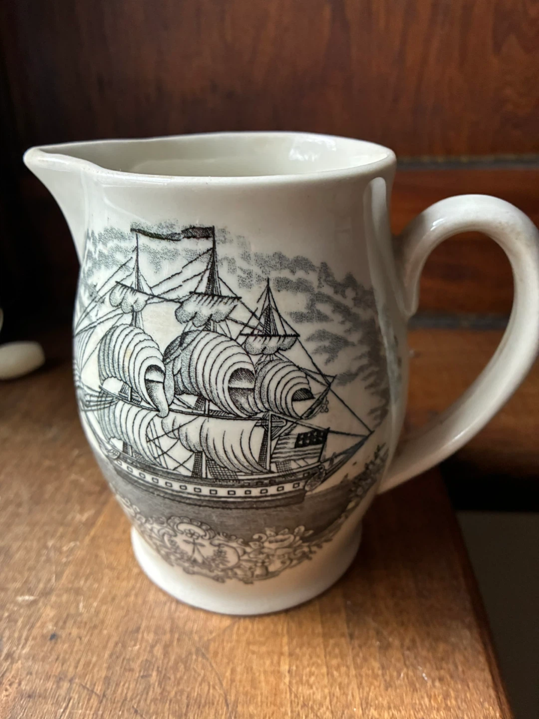 OLD Adams Sailing Ship Nautical Pitcher Jug Mariner's Compass