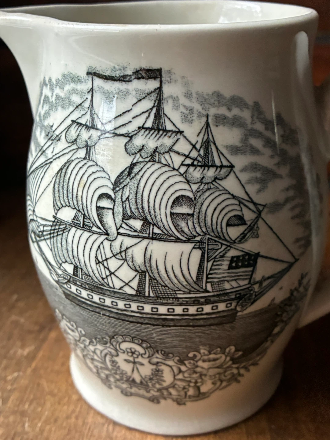 OLD Adams Sailing Ship Nautical Pitcher Jug Mariner's Compass - photo 2