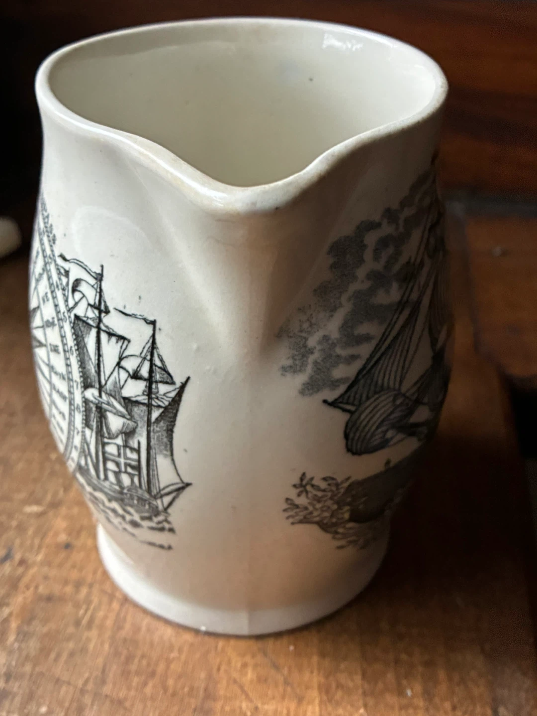 OLD Adams Sailing Ship Nautical Pitcher Jug Mariner's Compass - photo 3