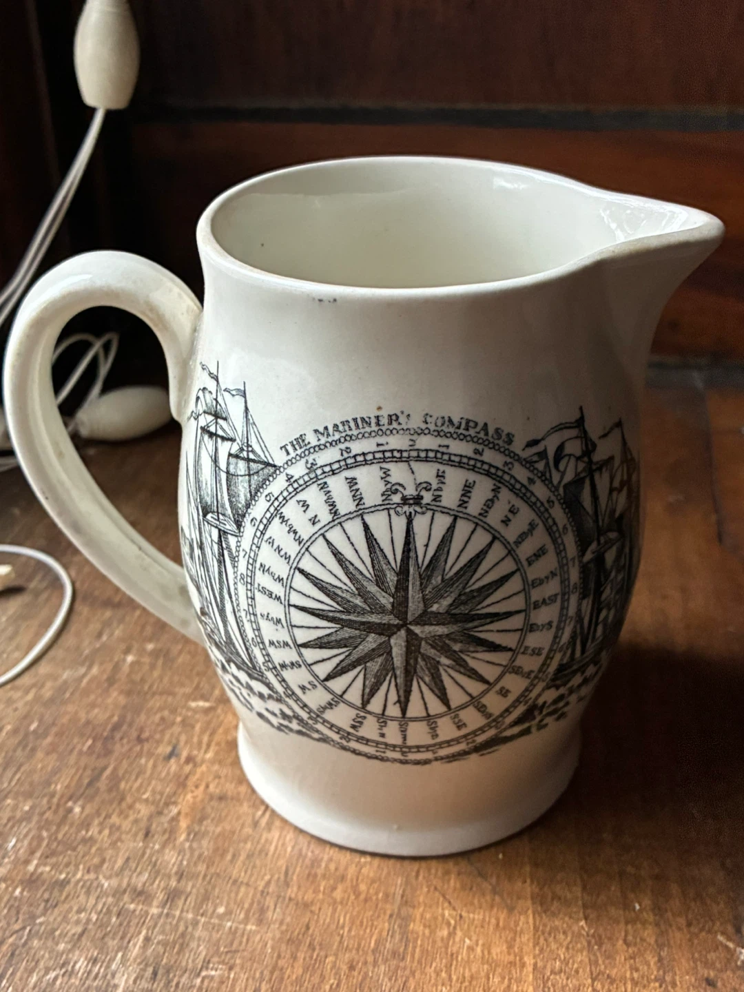 OLD Adams Sailing Ship Nautical Pitcher Jug Mariner's Compass - photo 4