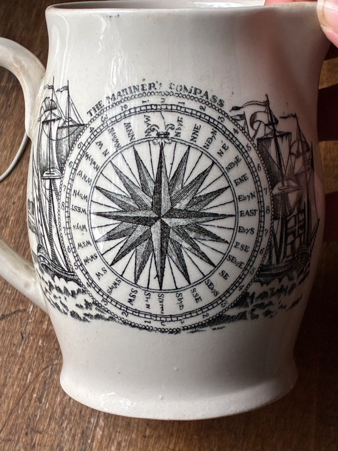 OLD Adams Sailing Ship Nautical Pitcher Jug Mariner's Compass - photo 5