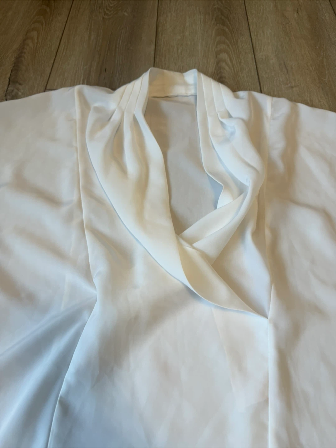 White Draped Crossover Neck Blouse Kimono Style Top s/m - photo 2