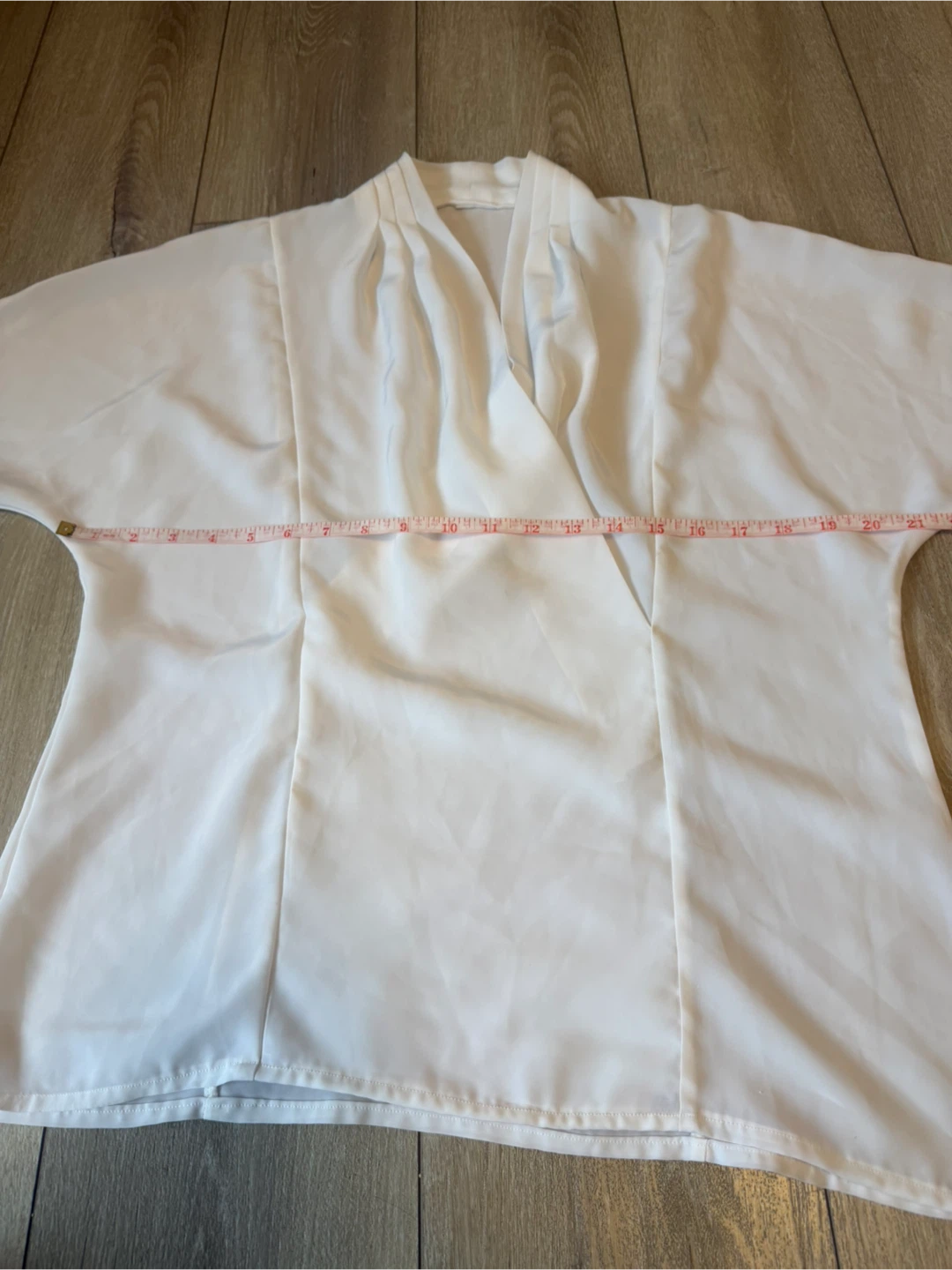 White Draped Crossover Neck Blouse Kimono Style Top s/m - photo 3