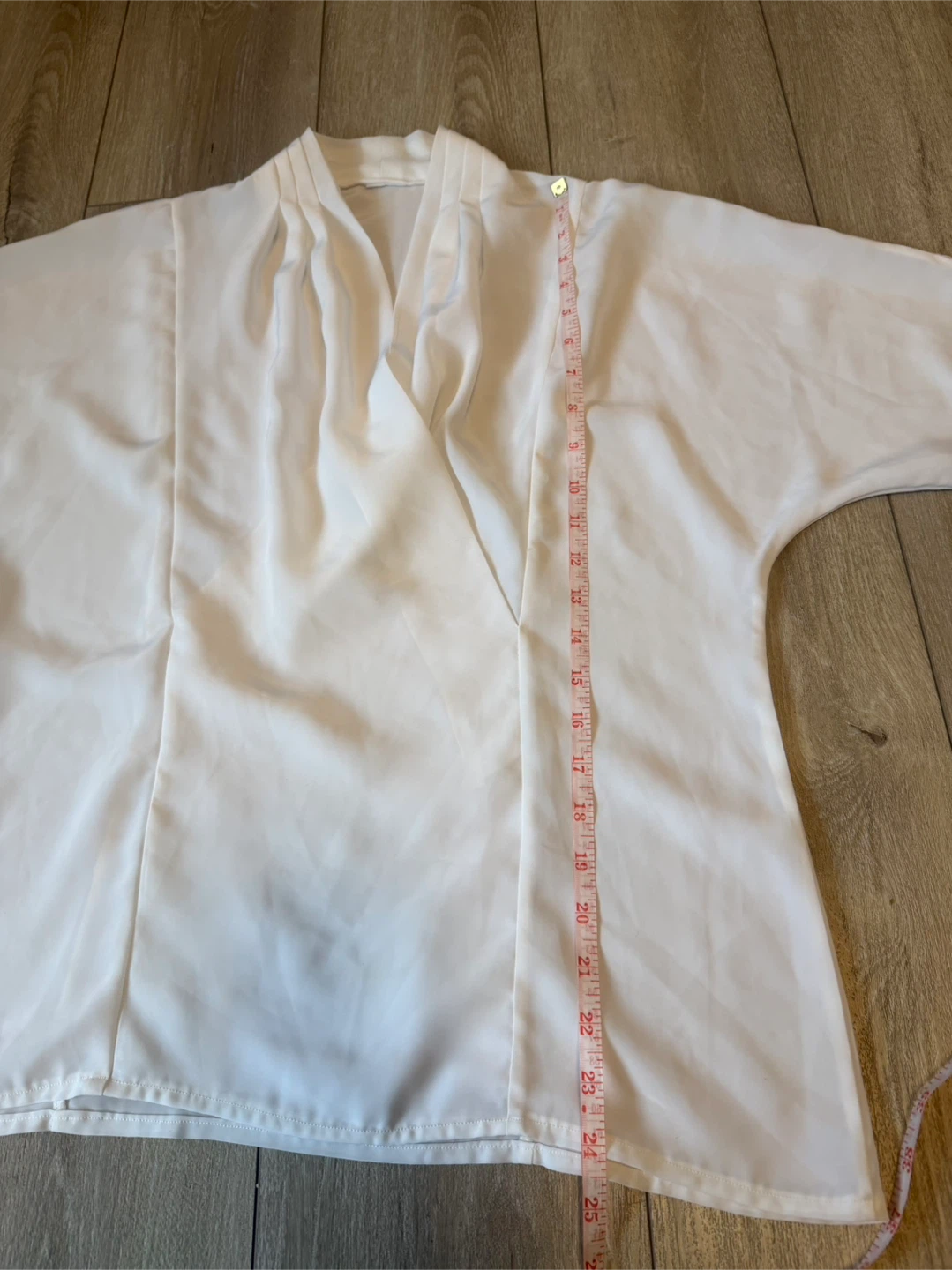 White Draped Crossover Neck Blouse Kimono Style Top s/m - photo 4