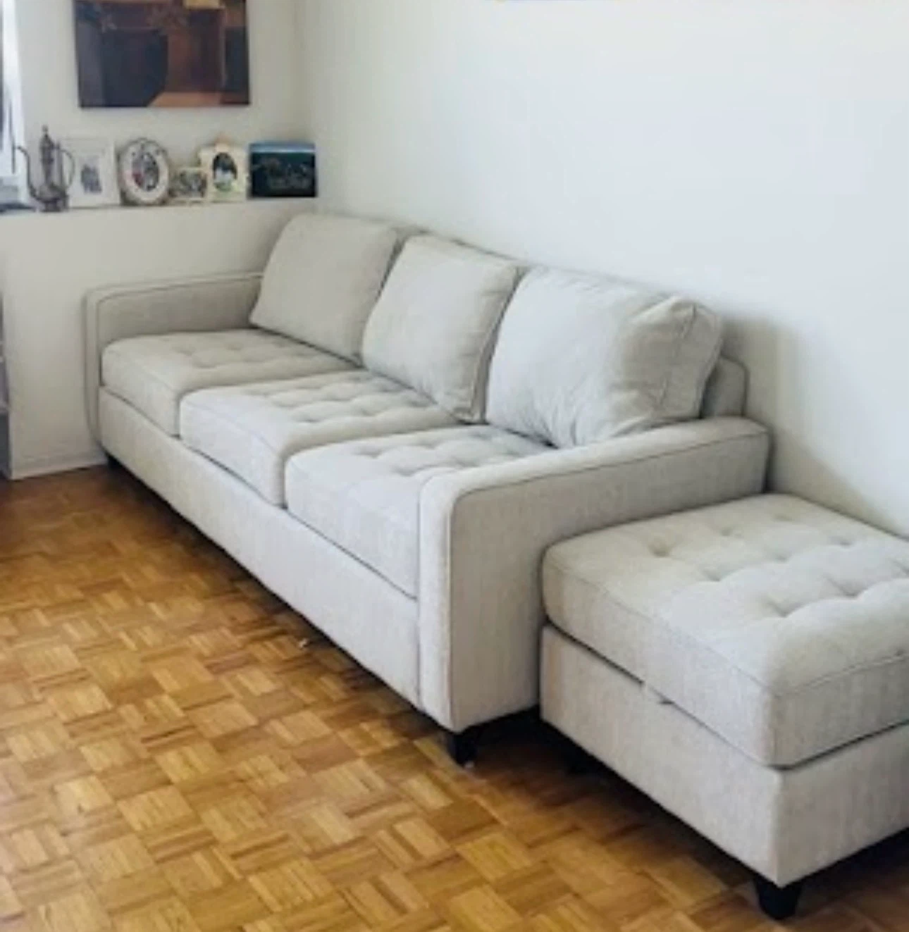 Light Grey Sofa with Matching Ottoman