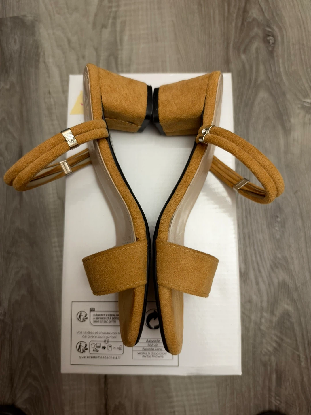 Tianliya Mustard Suede Block Heel Sandals - photo 3