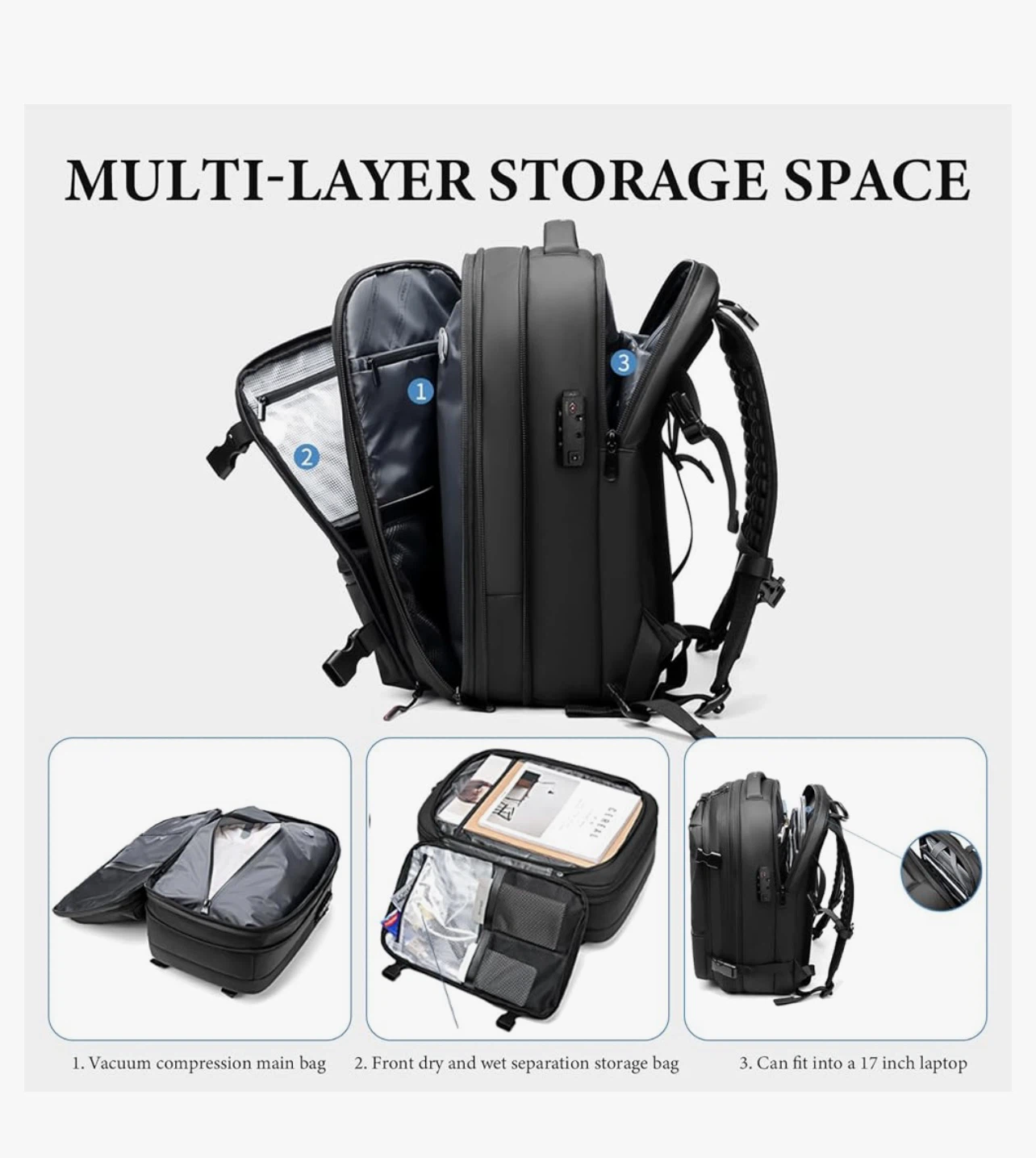ESiiFuu 60L Expandable Vacuum Travel Backpack - photo 2