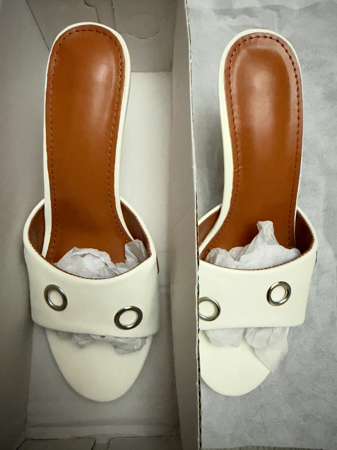 White High Heel Mules