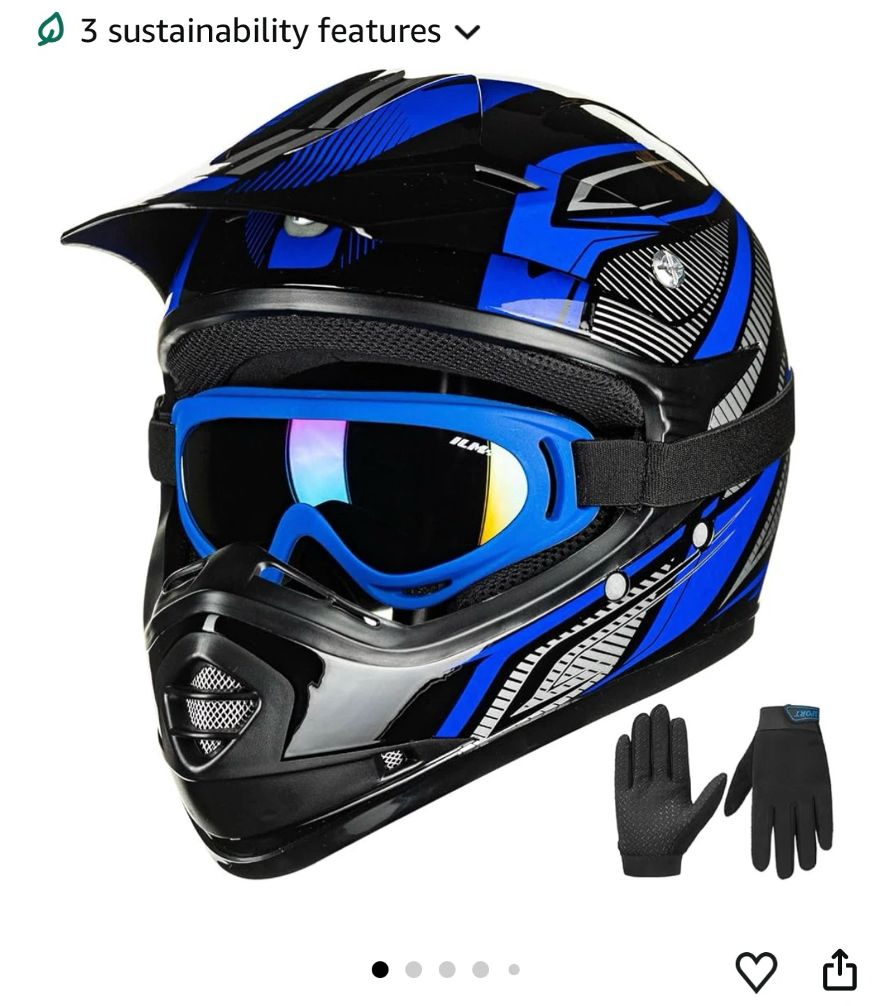 ILM Youth Kids DOT Dirt Bike Helmet Set