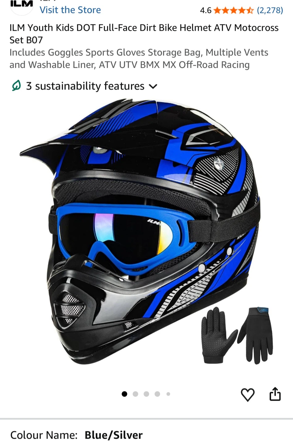 ILM Youth Kids DOT Dirt Bike Helmet Set - photo 2