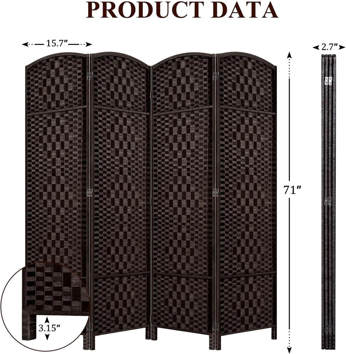 4-Panel Woven Room Divider (NEW) - photo 2