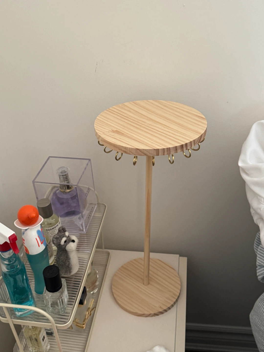 Wood Jewelry Stand with Hooks