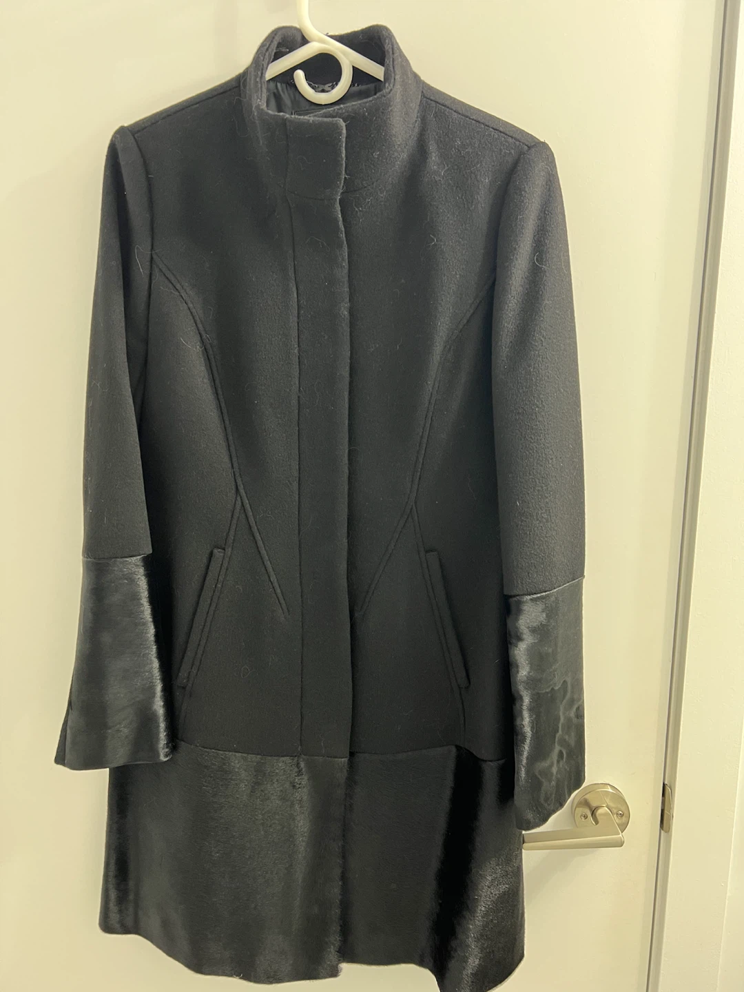 Dawn Levy Trinity Wool and Calf Skin Coat
