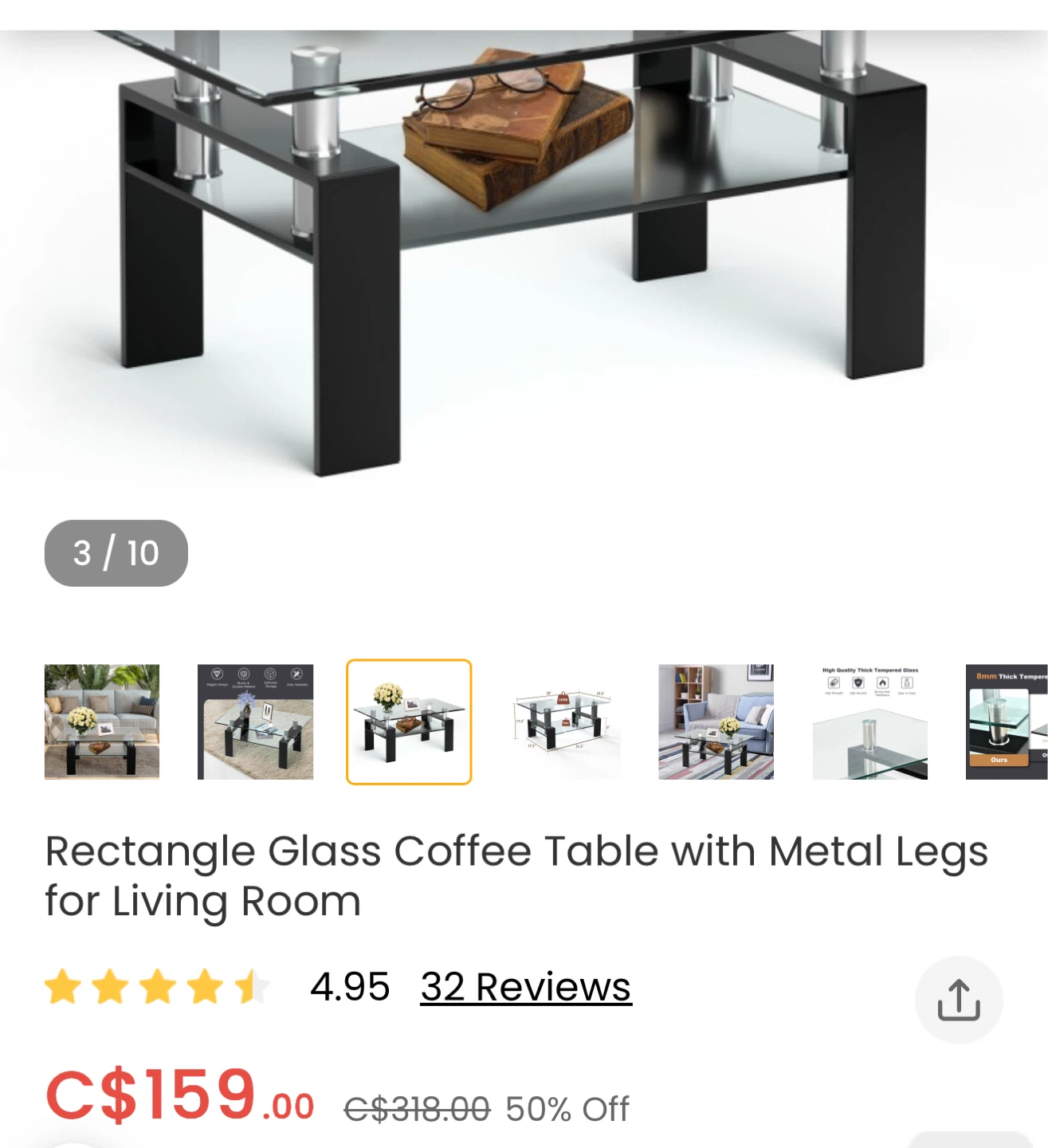Black and Glass Coffee Table - photo 4