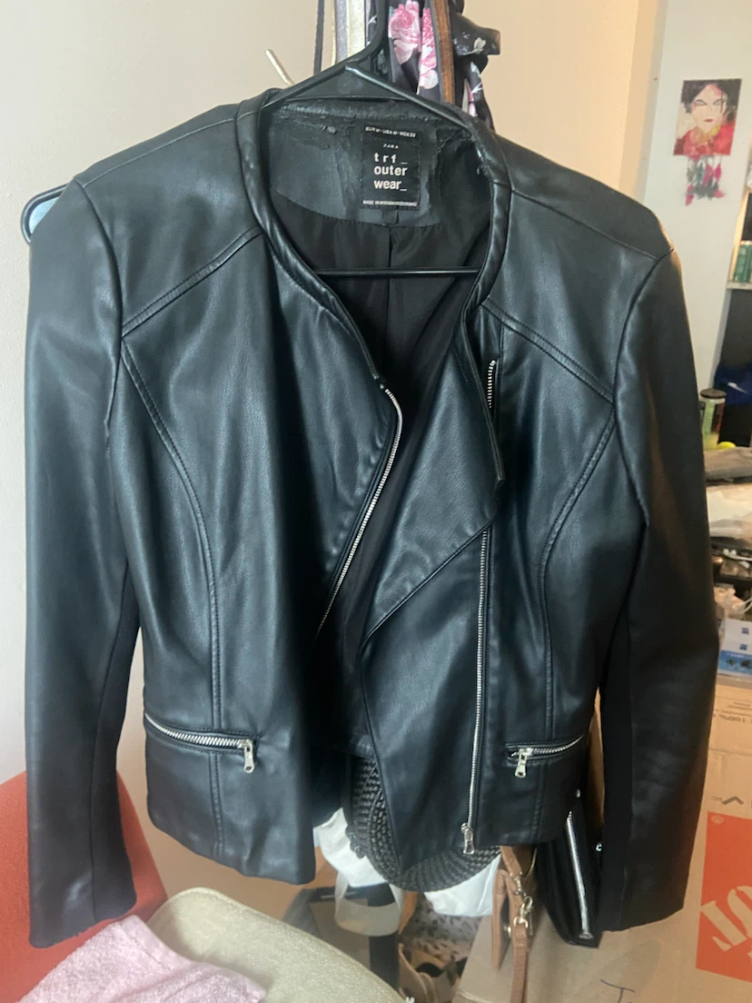 Zara TRF Outerwear Black Faux Leather Jacket