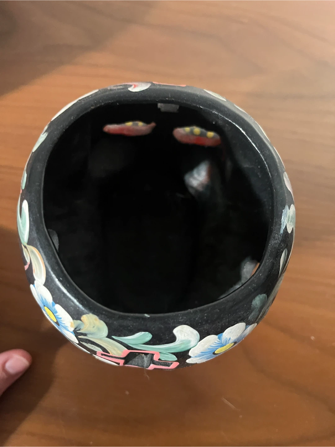 Decorative Hand-Painted Skull Container - photo 4