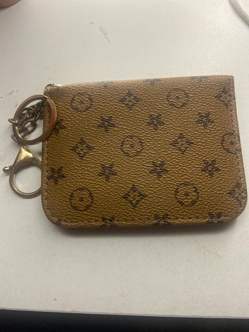 Brown Patterned Keychain Card Holder
