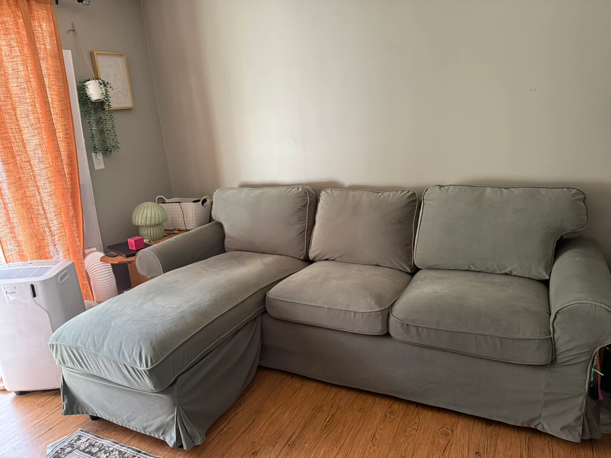 IKEA UPLAND loveseat with chaise, Hakebo gray/green - photo 3