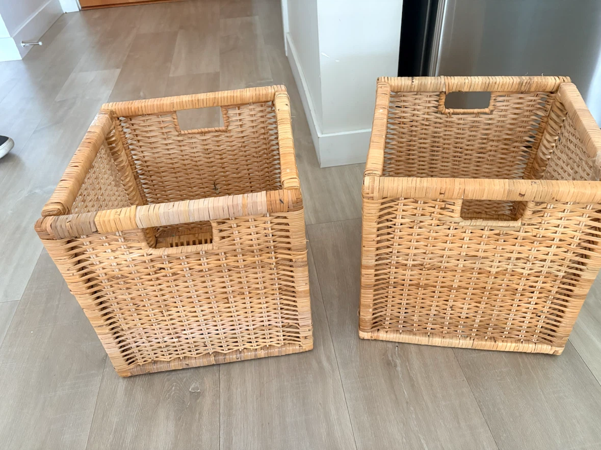 Two IKEA BRANAS Rattan Baskets