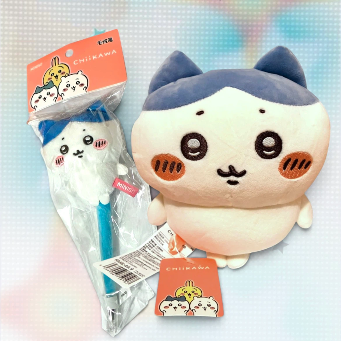 Hachiware Plush and Pen Set