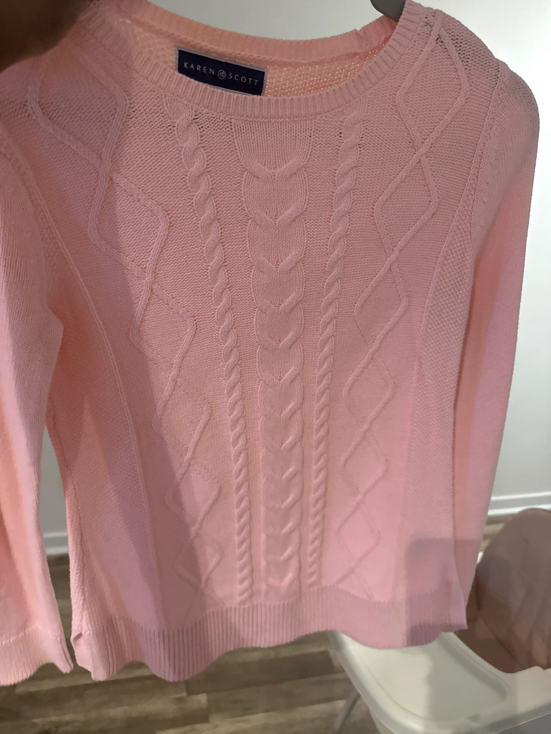 Karen Scott Pastel Pink Cable Knit Sweater - photo 2