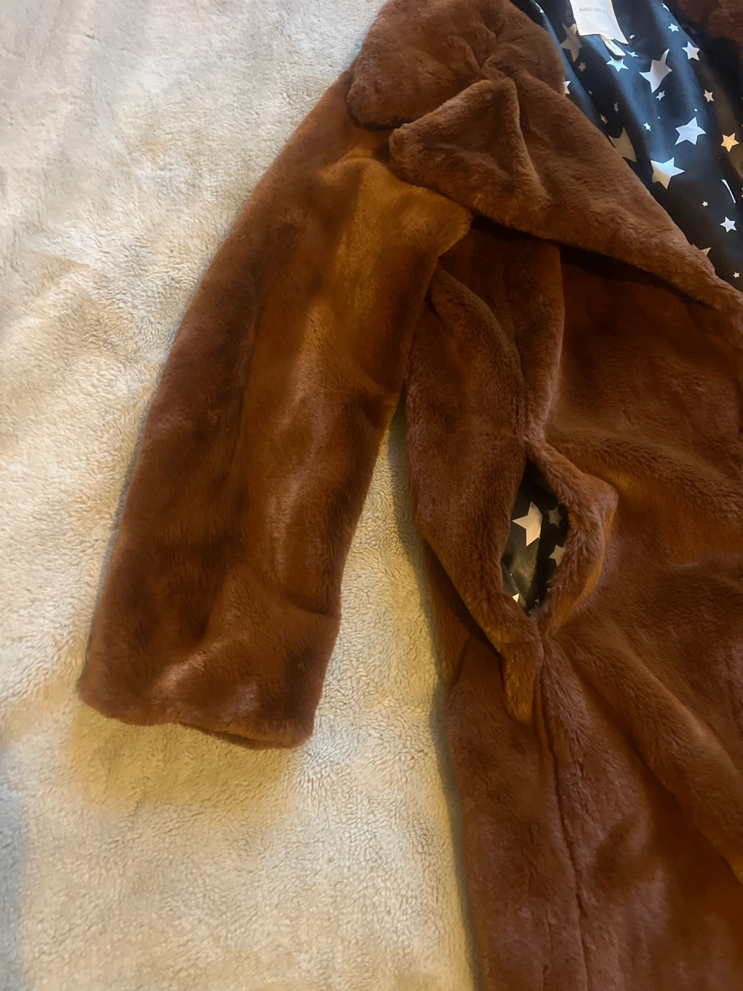 Avec Les Filles Brown Faux Fur Coat - photo 5