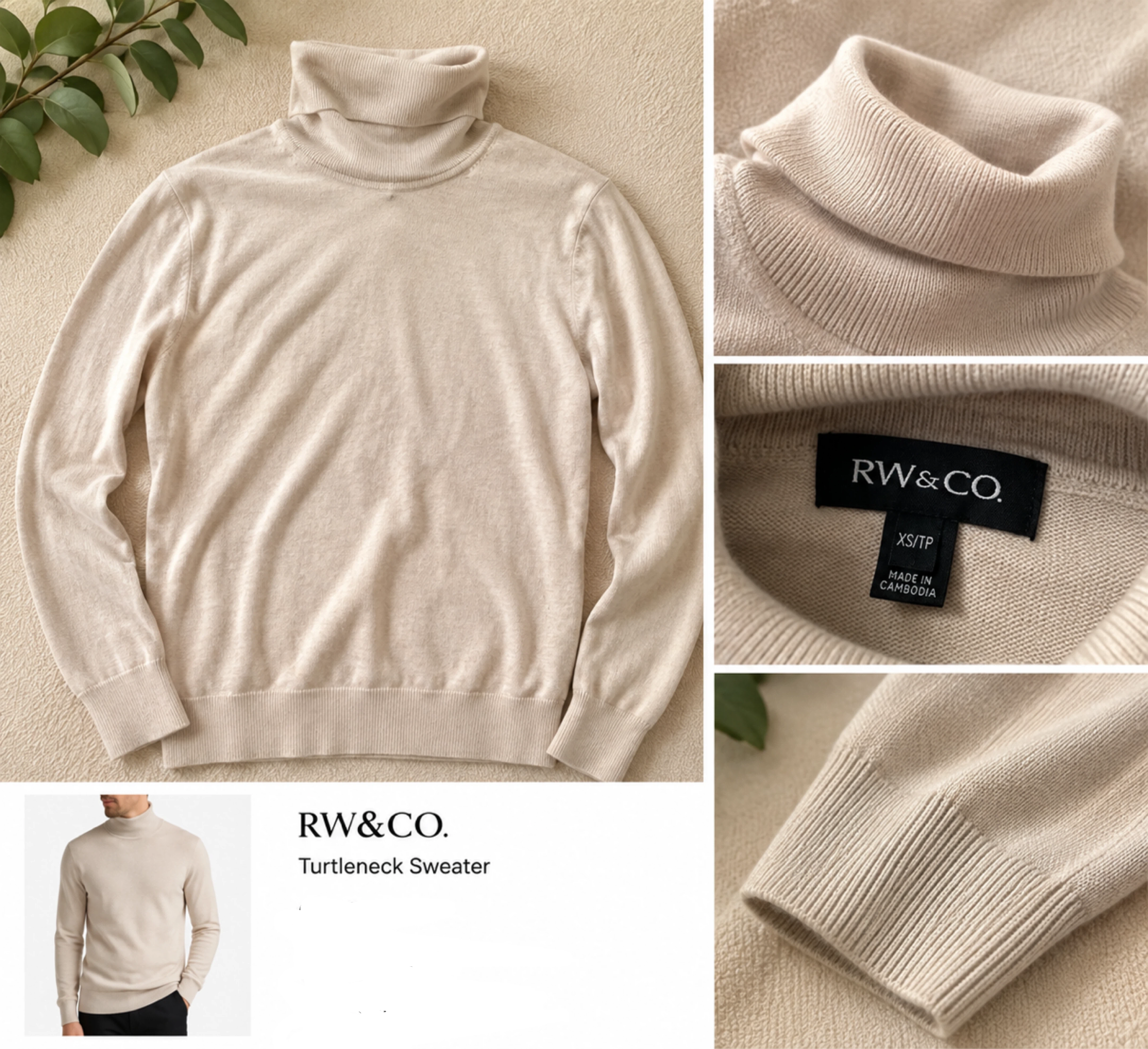 RW&CO. Turtleneck Sweater Beige