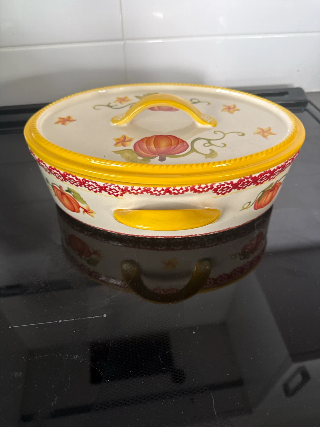 Temp-tations Pumpkin Pattern Oval Baking Dish with Lid