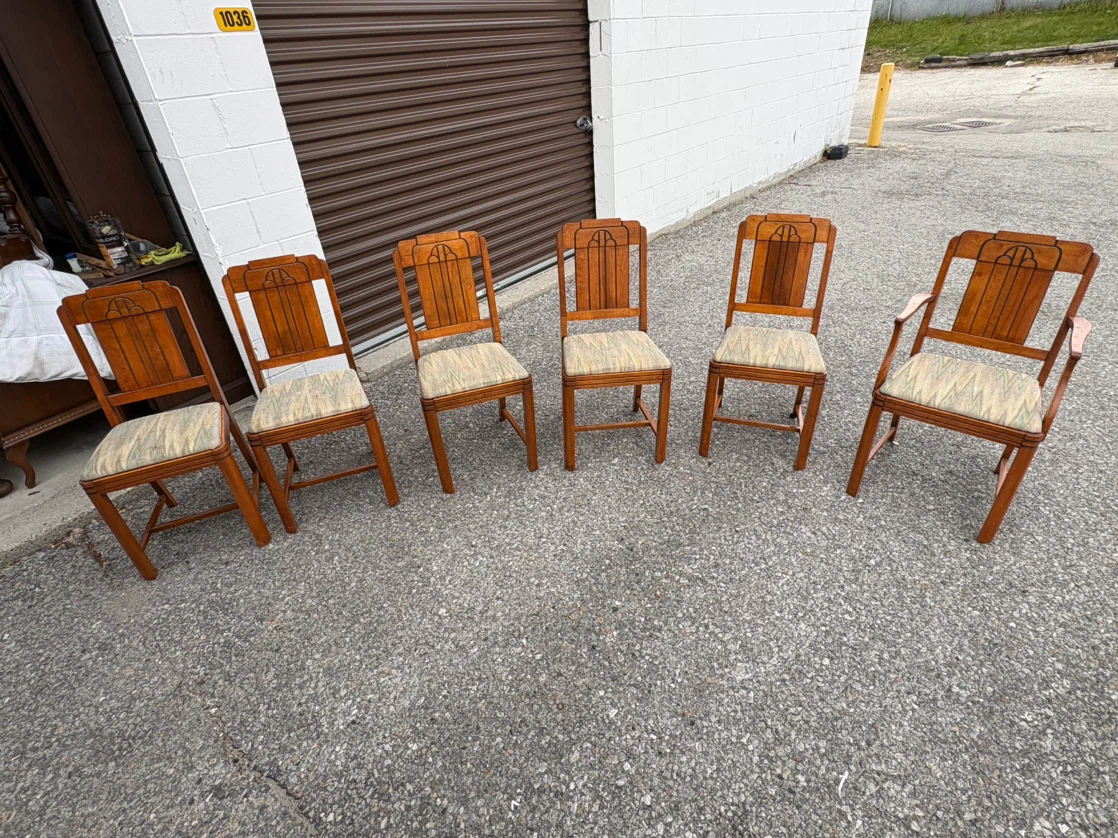Free delivery set of 6 Art Deco Style Dining Chairs - photo 3