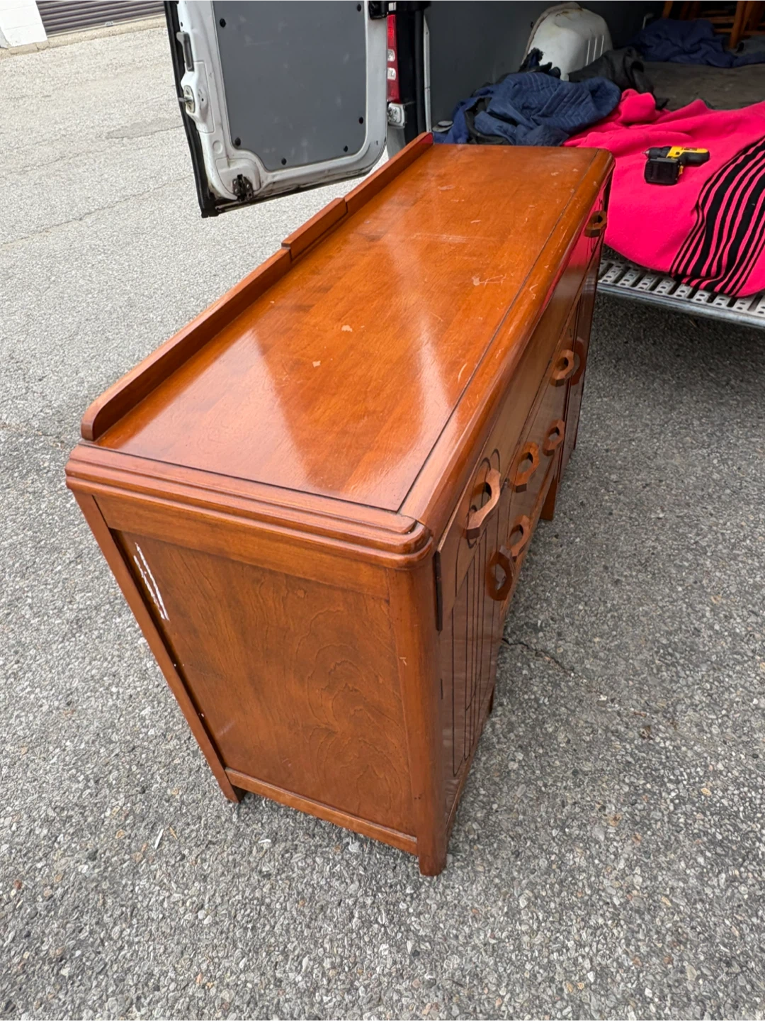 Free delivery used Vintage Art Deco Wooden Sideboard - photo 3