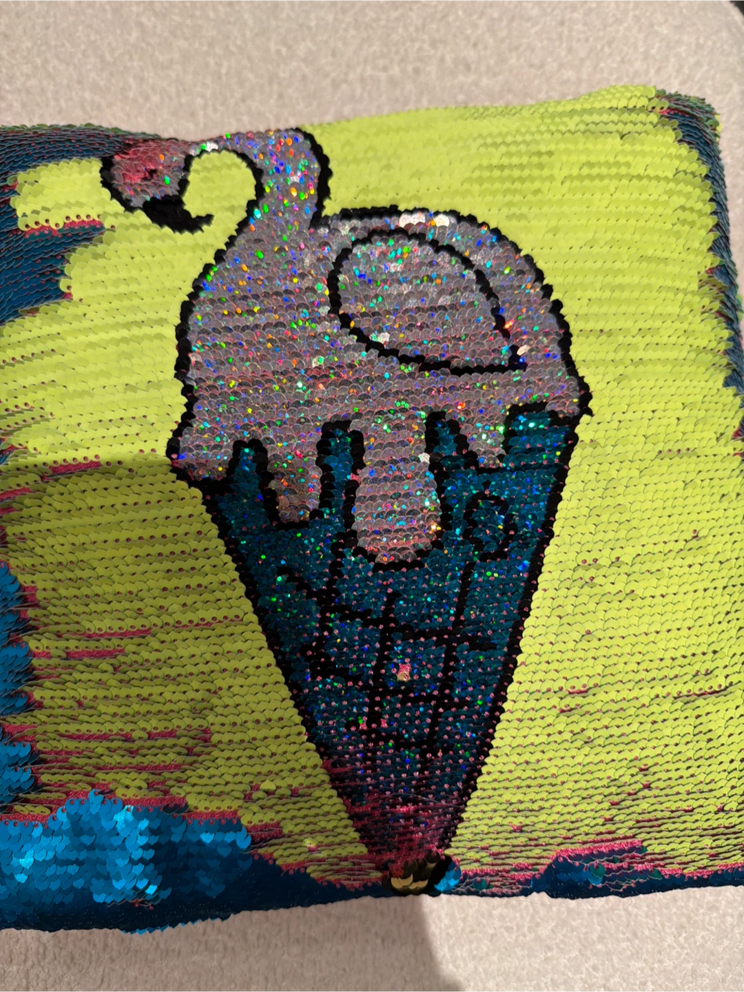 Flamingo Ice Cream Sequin Pillow - photo 2
