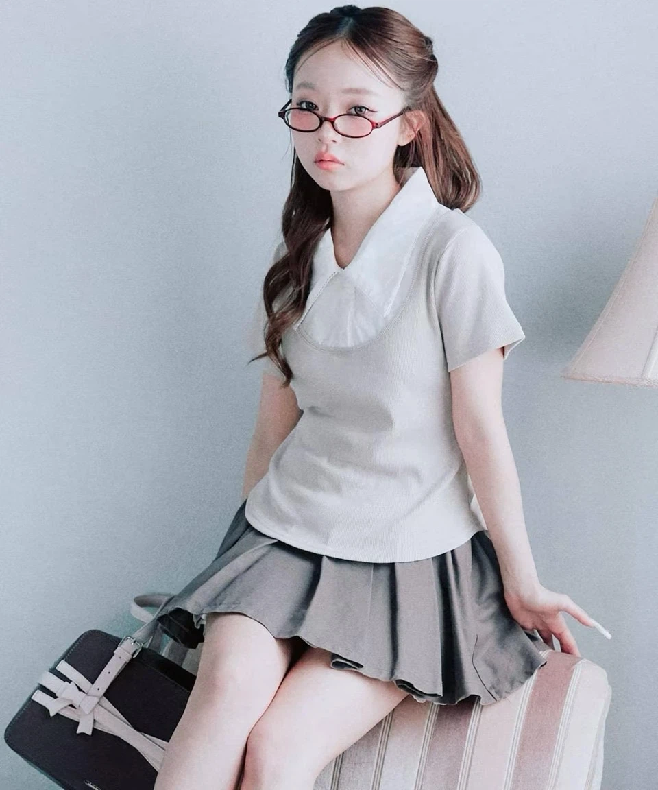 Collared short-sleeved pullover top - photo 3
